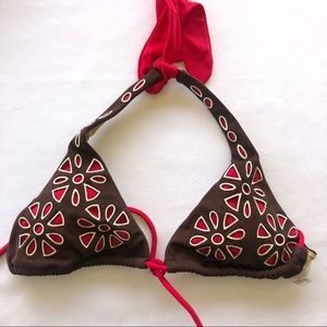 Victoria’s Secret triangle bikini brown red S A18